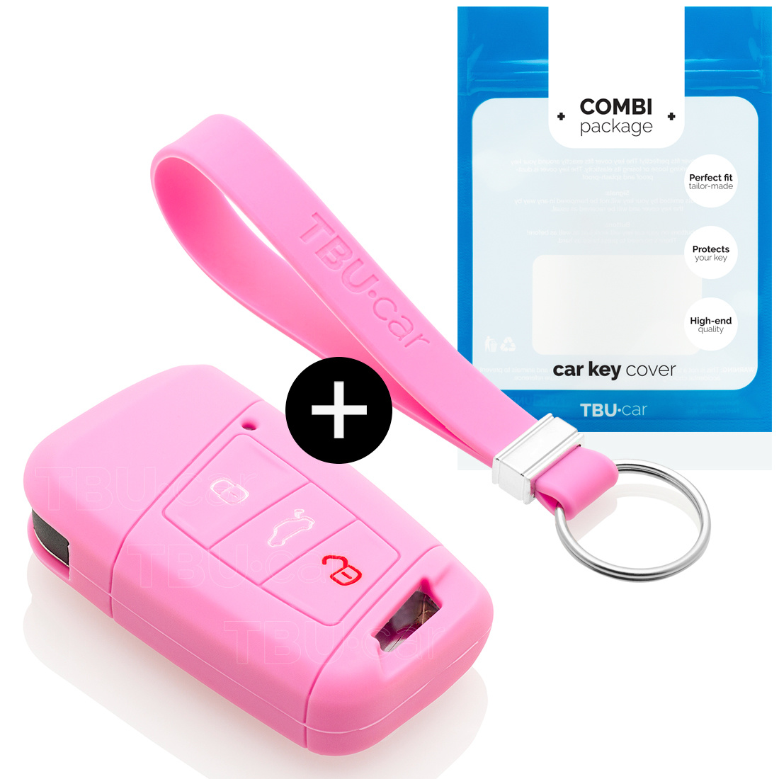 TBU car TBU car Autoschlüssel Hülle kompatibel mit VW 3 Tasten (Keyless Entry) - Schutzhülle aus Silikon - Auto Schlüsselhülle Cover in Rosa