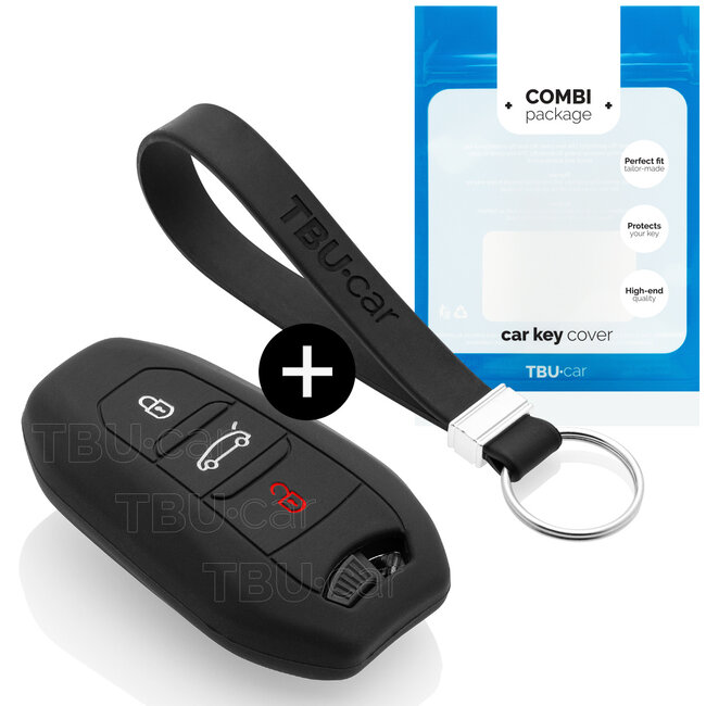 Sleutel cover compatibel met Peugeot - Silicone sleutelhoesje - beschermhoesje autosleutel - Zwart