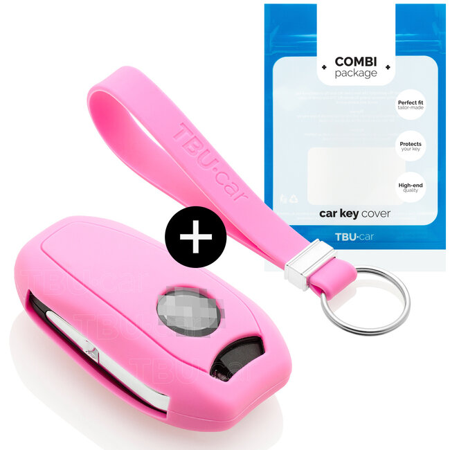 Autoschlüssel Hülle kompatibel mit Peugeot 3 Tasten (Keyless Entry) - Schutzhülle aus Silikon - Auto Schlüsselhülle Cover in Rosa