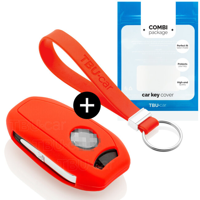 Autoschlüssel Hülle kompatibel mit Peugeot 3 Tasten (Keyless Entry) - Schutzhülle aus Silikon - Auto Schlüsselhülle Cover in Rot