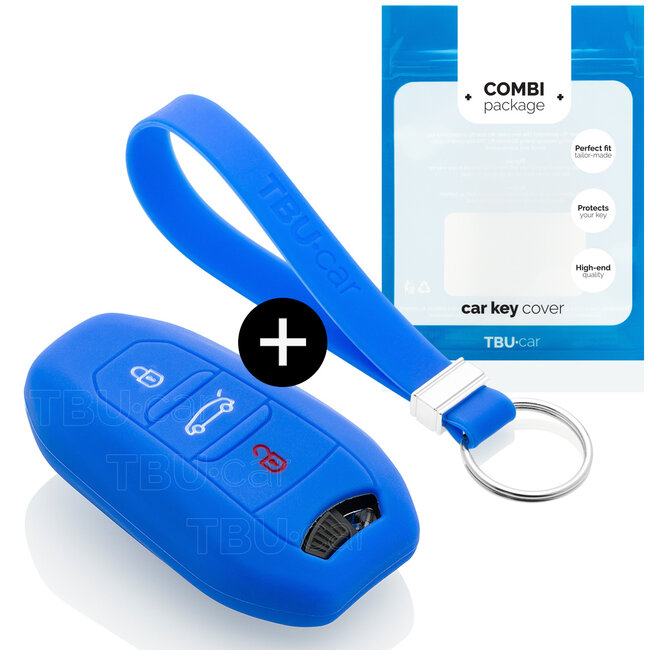 Car key cover compatible with Peugeot - Silicone Protective Remote Key Shell - FOB Case Cover - Blue