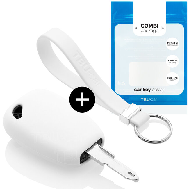 Car key cover compatible with Nissan - Silicone Protective Remote Key Shell - FOB Case Cover - White