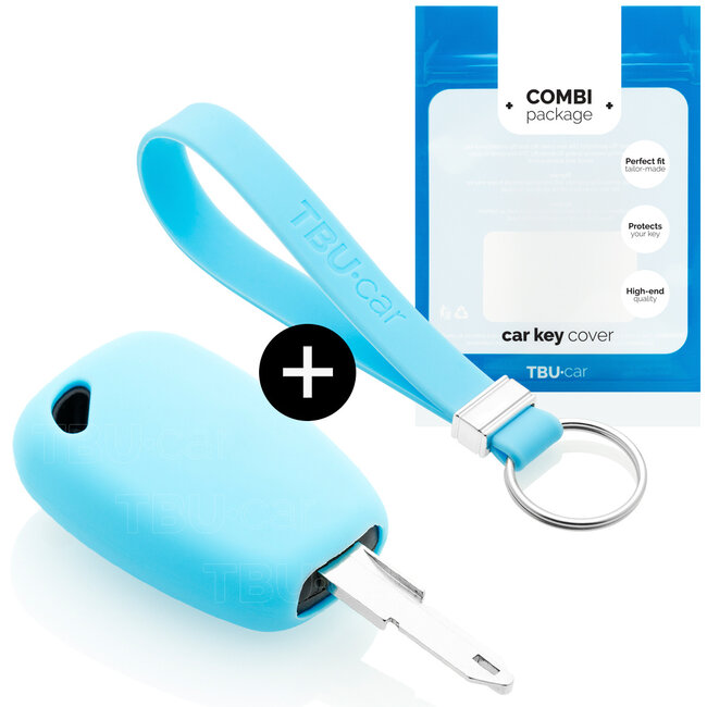 Car key cover compatible with Nissan - Silicone Protective Remote Key Shell - FOB Case Cover - Light Blue