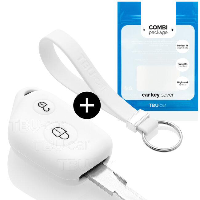 Car key cover compatible with Peugeot - Silicone Protective Remote Key Shell - FOB Case Cover - White