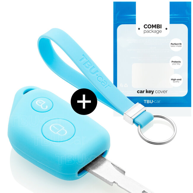 Car key cover compatible with Peugeot - Silicone Protective Remote Key Shell - FOB Case Cover - Light Blue