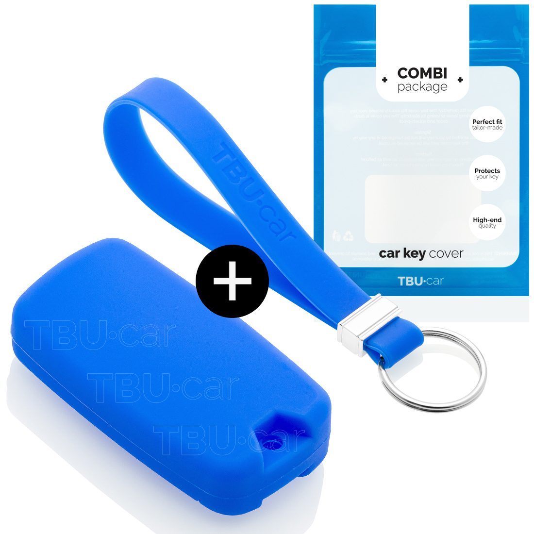 TBU car TBU car Car key cover compatible with Jeep - Silicone Protective Remote Key Shell - FOB Case Cover - Blue