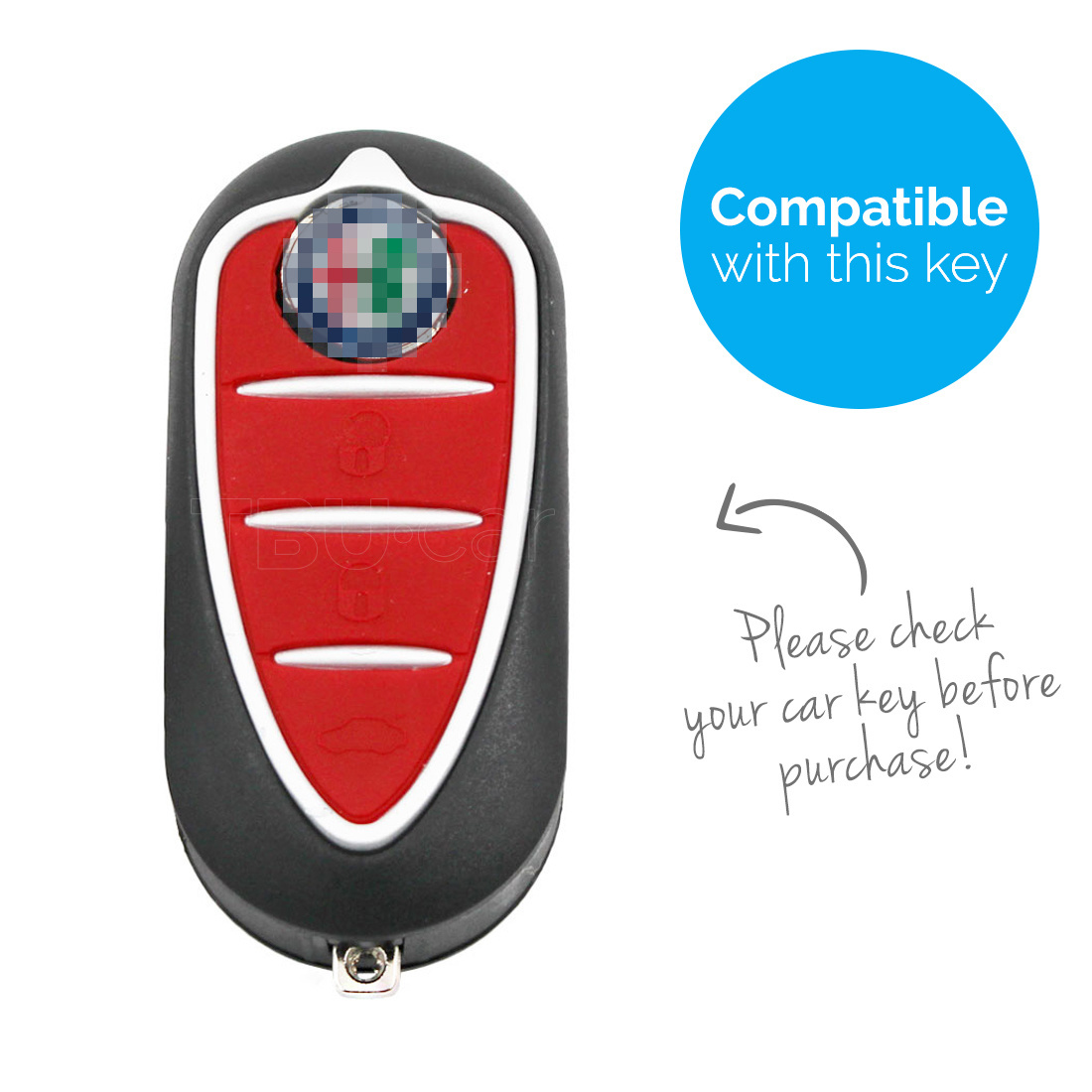 TBU car TBU car Car key cover compatible with Alfa Romeo - Silicone Protective Remote Key Shell - FOB Case Cover - Red