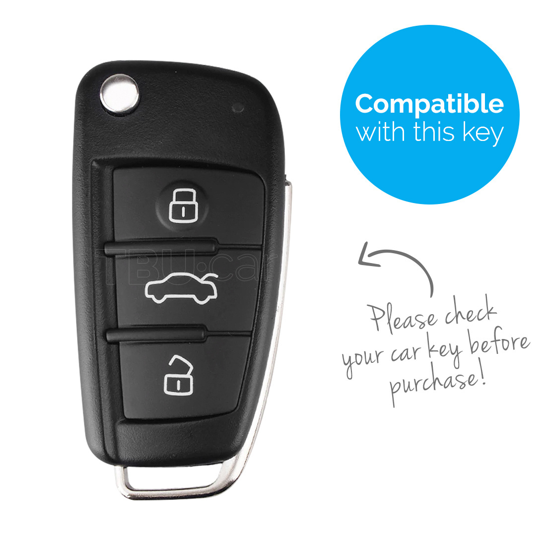 TBU car TBU car Car key cover compatible with Audi - Silicone Protective Remote Key Shell - FOB Case Cover - Black