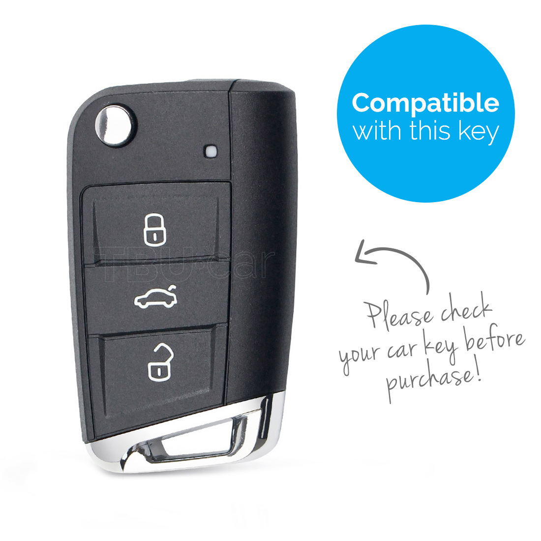 TBU car TBU car Car key cover compatible with Audi - Silicone Protective Remote Key Shell - FOB Case Cover - Black