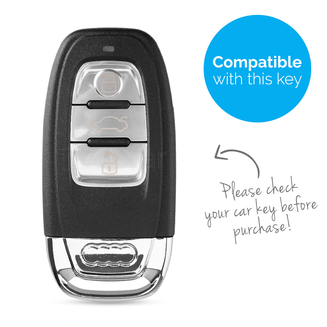 TBU car TBU car Autoschlüssel Hülle kompatibel mit Audi 3 Tasten (Keyless Entry) - Schutzhülle aus Silikon - Auto Schlüsselhülle Cover in Weiß