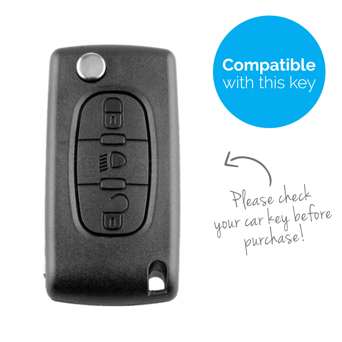 TBU car TBU car Car key cover compatible with Citroën - Silicone Protective Remote Key Shell - FOB Case Cover - Carbon