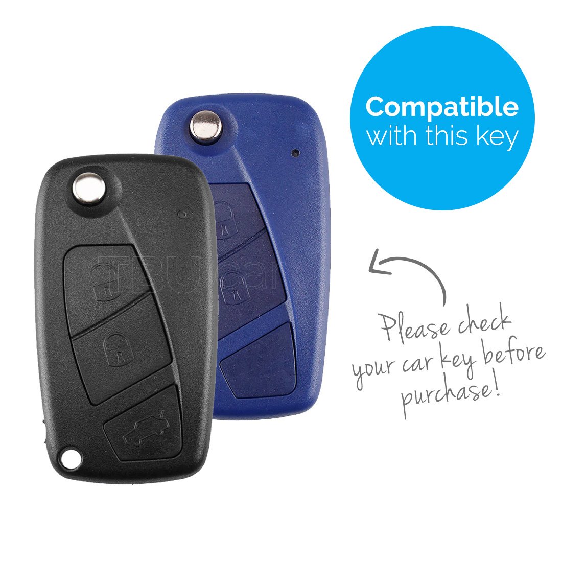 TBU car Autoschlüssel Hülle kompatibel mit Fiat 3 Tasten - Schutzhülle aus  Silikon - Auto Schlüsselhülle Cover in Blau