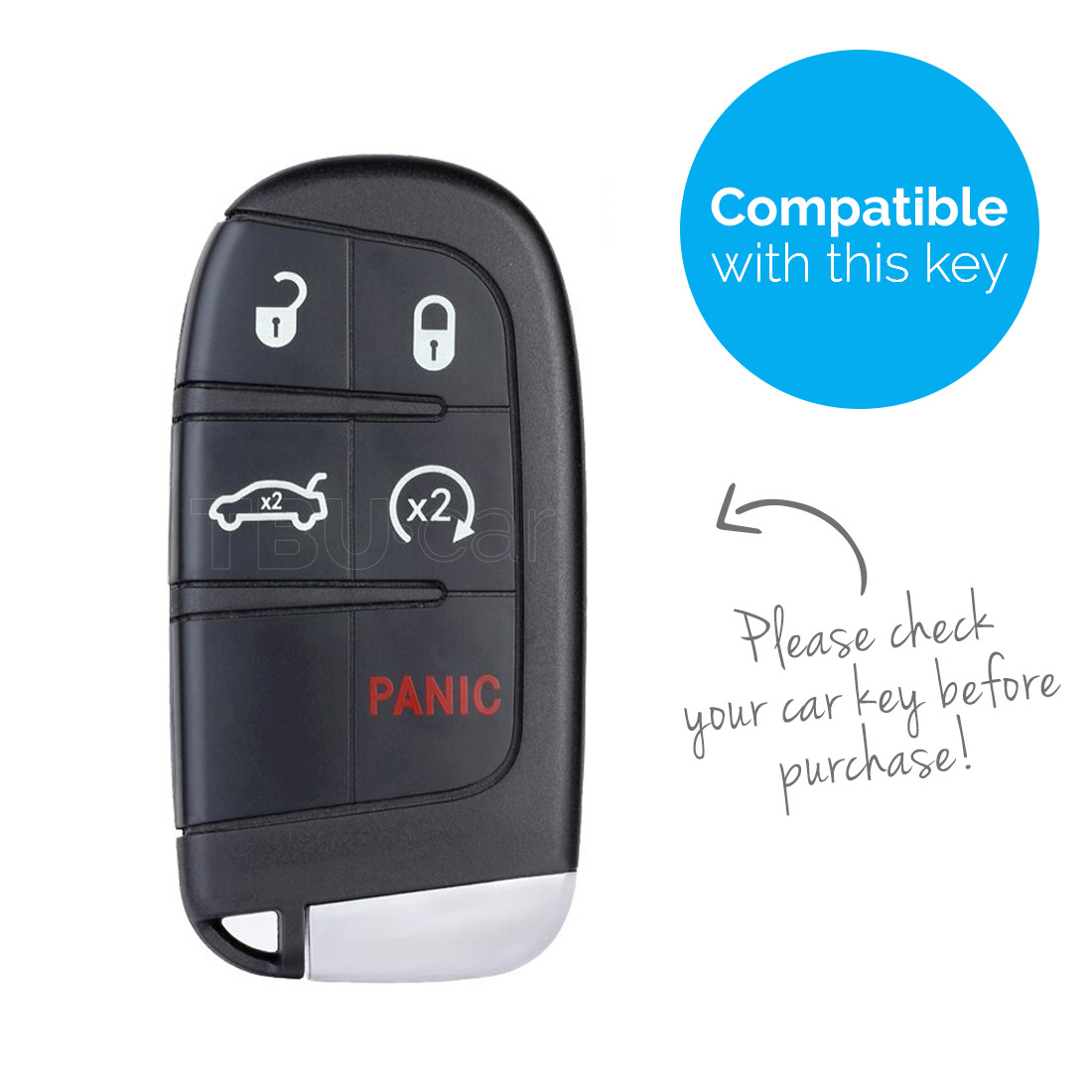 TBU car TBU car Car key cover compatible with Fiat - Silicone Protective Remote Key Shell - FOB Case Cover - Black