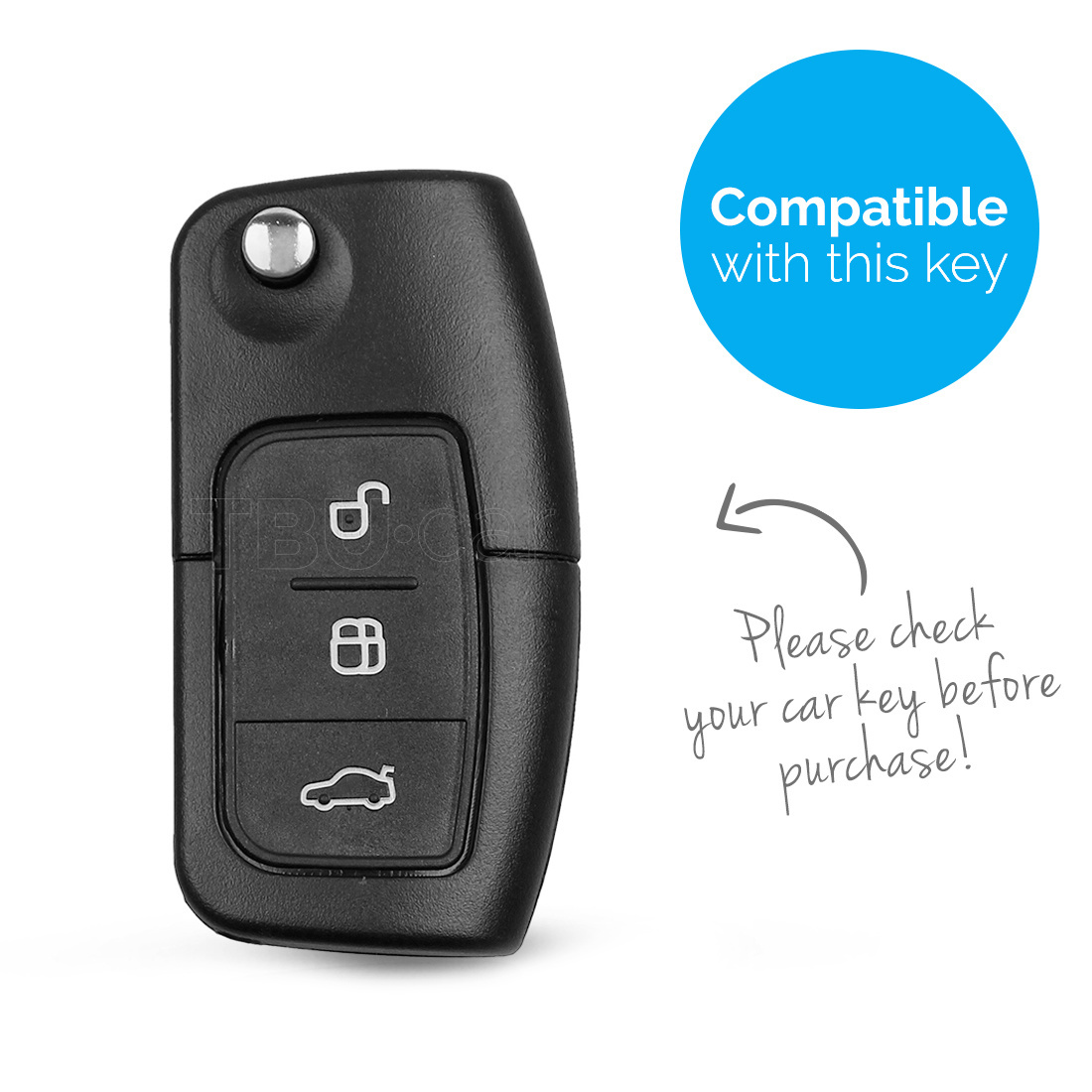 TBU car TBU car Car key cover compatible with Ford - Silicone Protective Remote Key Shell - FOB Case Cover - Black