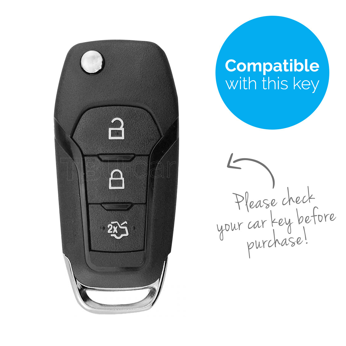 TBU car TBU car Autoschlüssel Hülle kompatibel mit Ford 3 Tasten - Schutzhülle aus Silikon - Auto Schlüsselhülle Cover in Carbon
