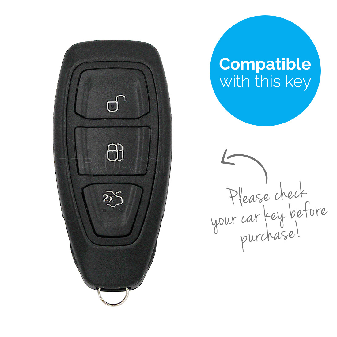 TBU car Autoschlüssel Hülle kompatibel mit Ford 3 Tasten (Keyless Entry) -  Schutzhülle aus TPU - Auto Schlüsselhülle Cover in Silber Chrom