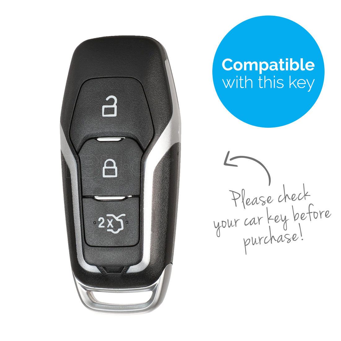 TBU car TBU car Car key cover compatible with Ford - TPU Protective Remote Key Shell - FOB Case Cover - Chrome