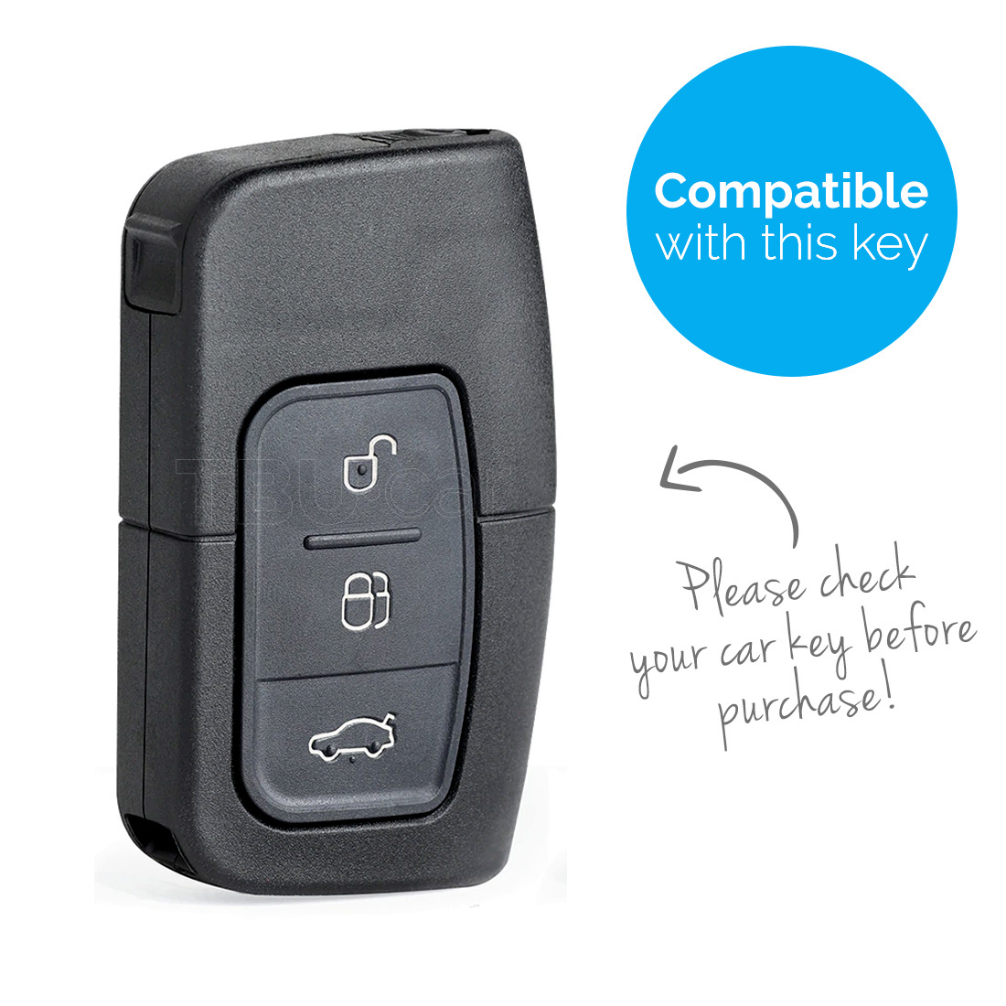 TBU car TBU car Autoschlüssel Hülle kompatibel mit Ford 3 Tasten (Keyless Entry) - Schutzhülle aus Silikon - Auto Schlüsselhülle Cover in Hellblau