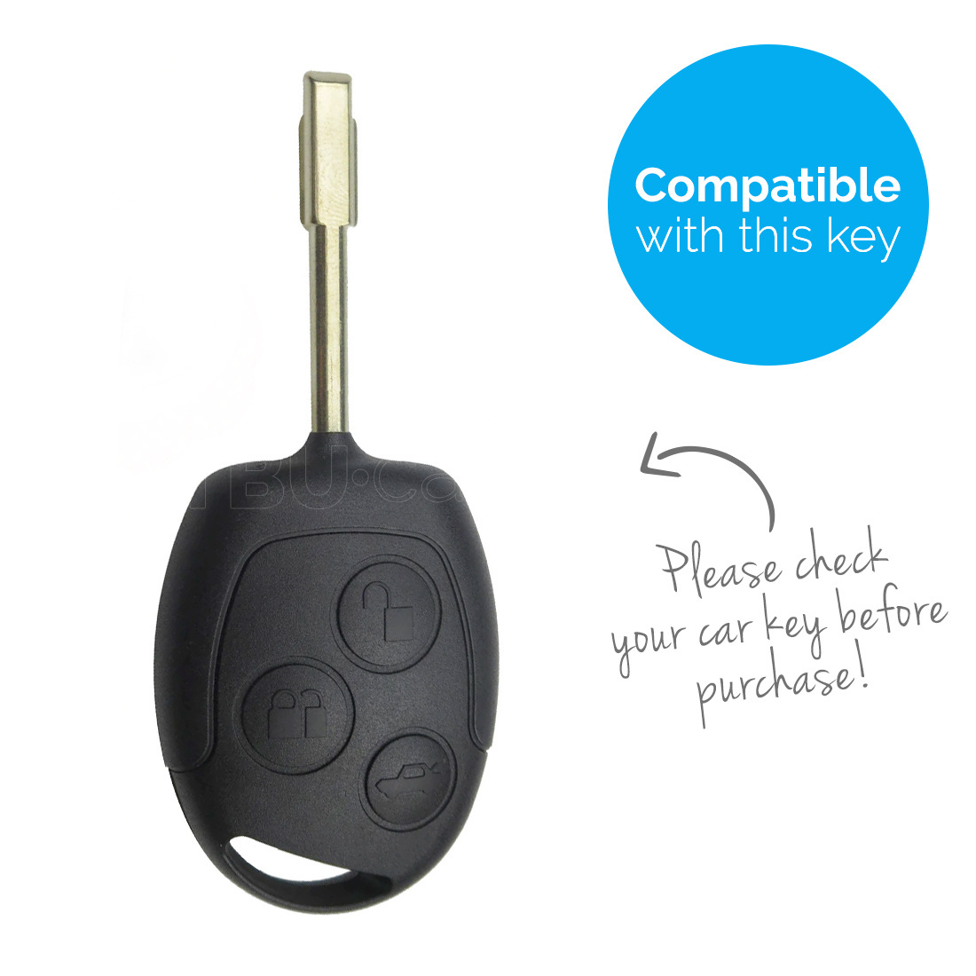 TBU car TBU car Autoschlüssel Hülle kompatibel mit Ford 3 Tasten - Schutzhülle aus Silikon - Auto Schlüsselhülle Cover in Schwarz