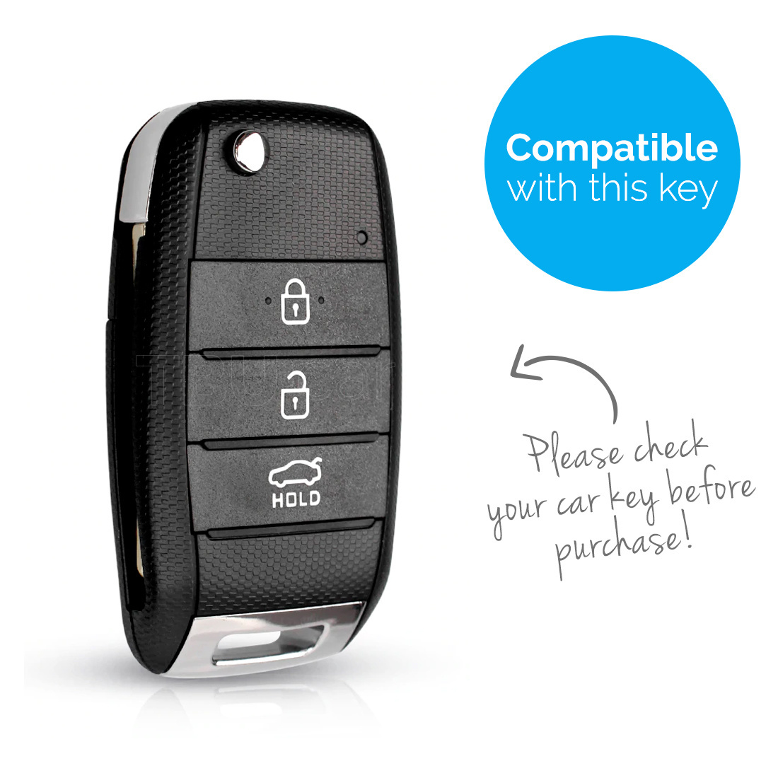 TBU car TBU car Car key cover compatible with Hyundai - Silicone Protective Remote Key Shell - FOB Case Cover - Carbon