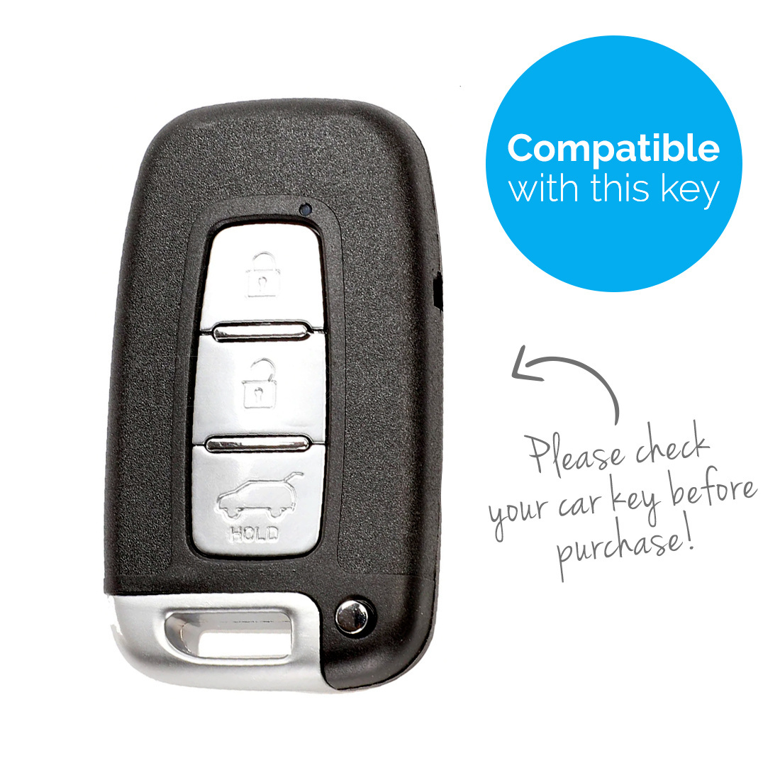 TBU car TBU car Car key cover compatible with Hyundai - Silicone Protective Remote Key Shell - FOB Case Cover - Black