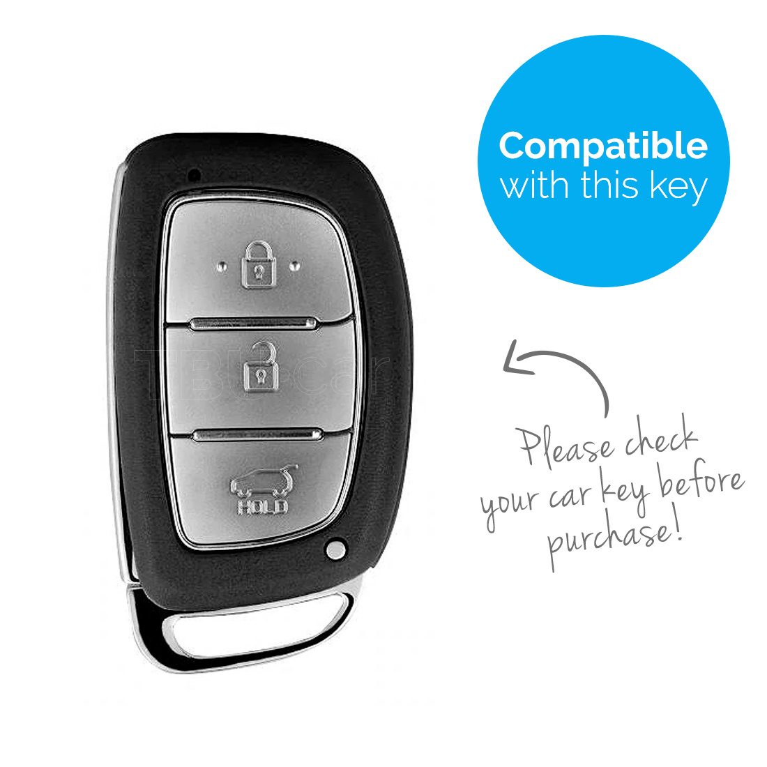 TBU car TBU car Autoschlüssel Hülle kompatibel mit Hyundai 3 Tasten (Keyless Entry) - Schutzhülle aus Silikon - Auto Schlüsselhülle Cover in Schwarz