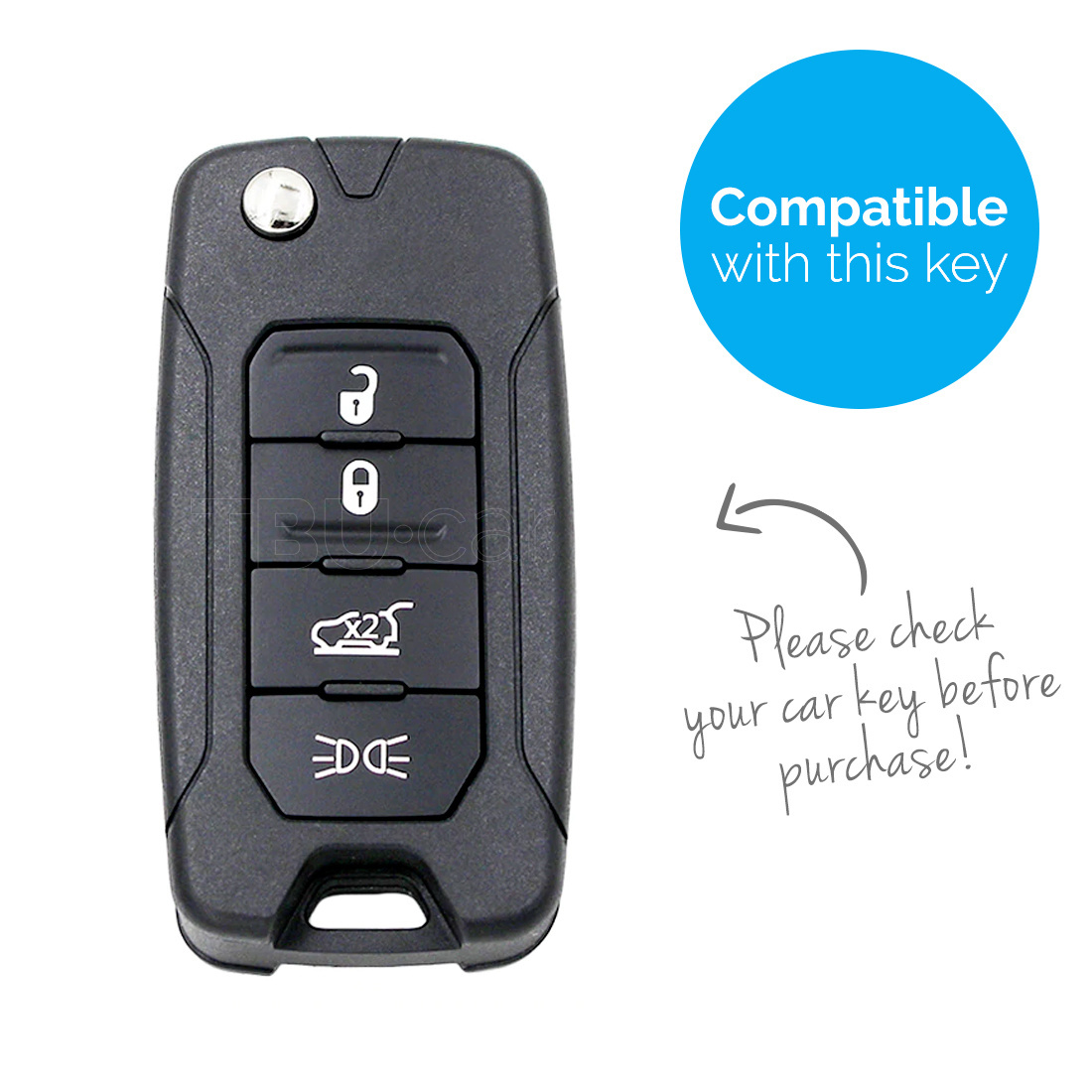 TBU car TBU car Car key cover compatible with Jeep - Silicone Protective Remote Key Shell - FOB Case Cover - Blue