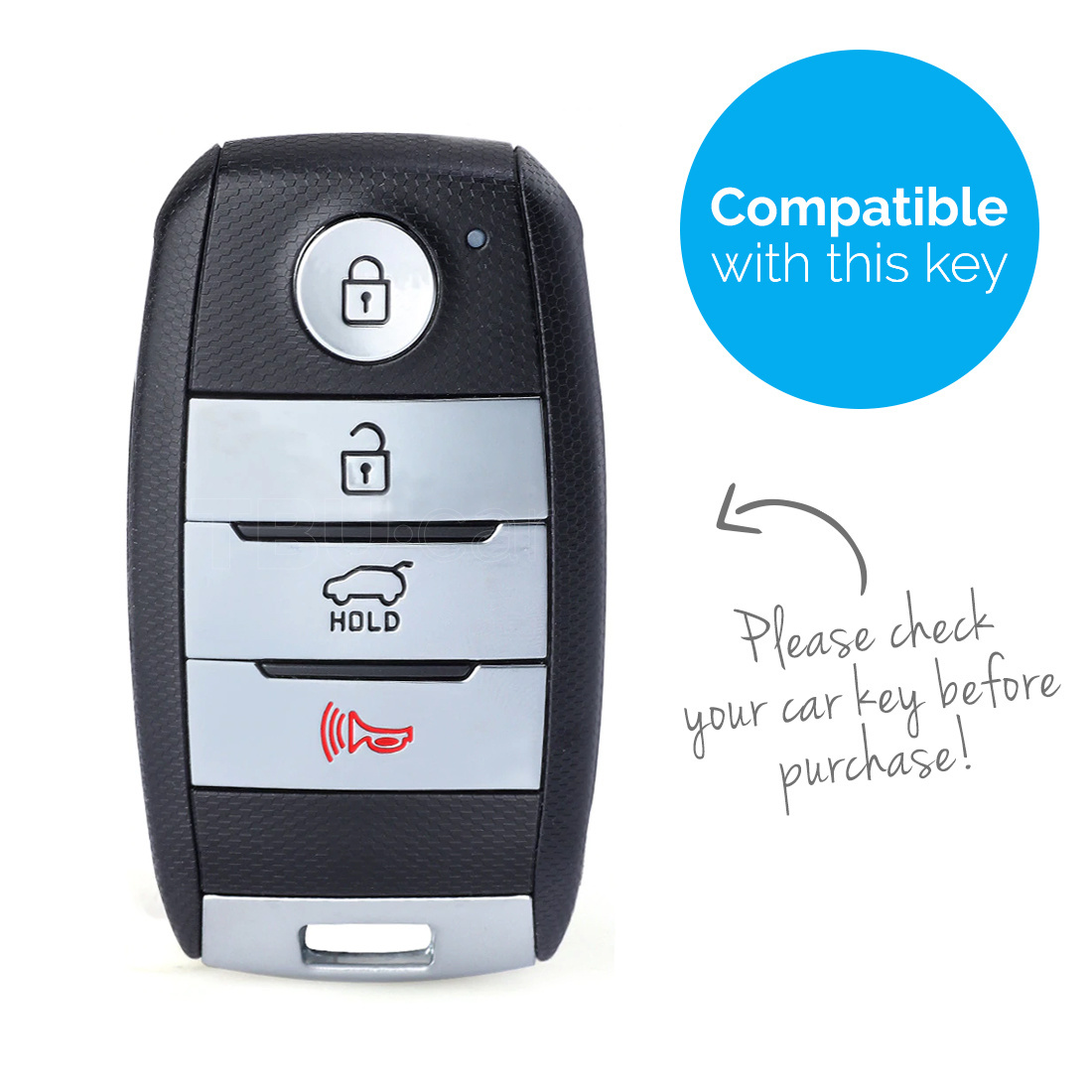 TBU car TBU car Autoschlüssel Hülle kompatibel mit Kia 4 Tasten (Keyless Entry) - Schutzhülle aus Silikon - Auto Schlüsselhülle Cover in Schwarz