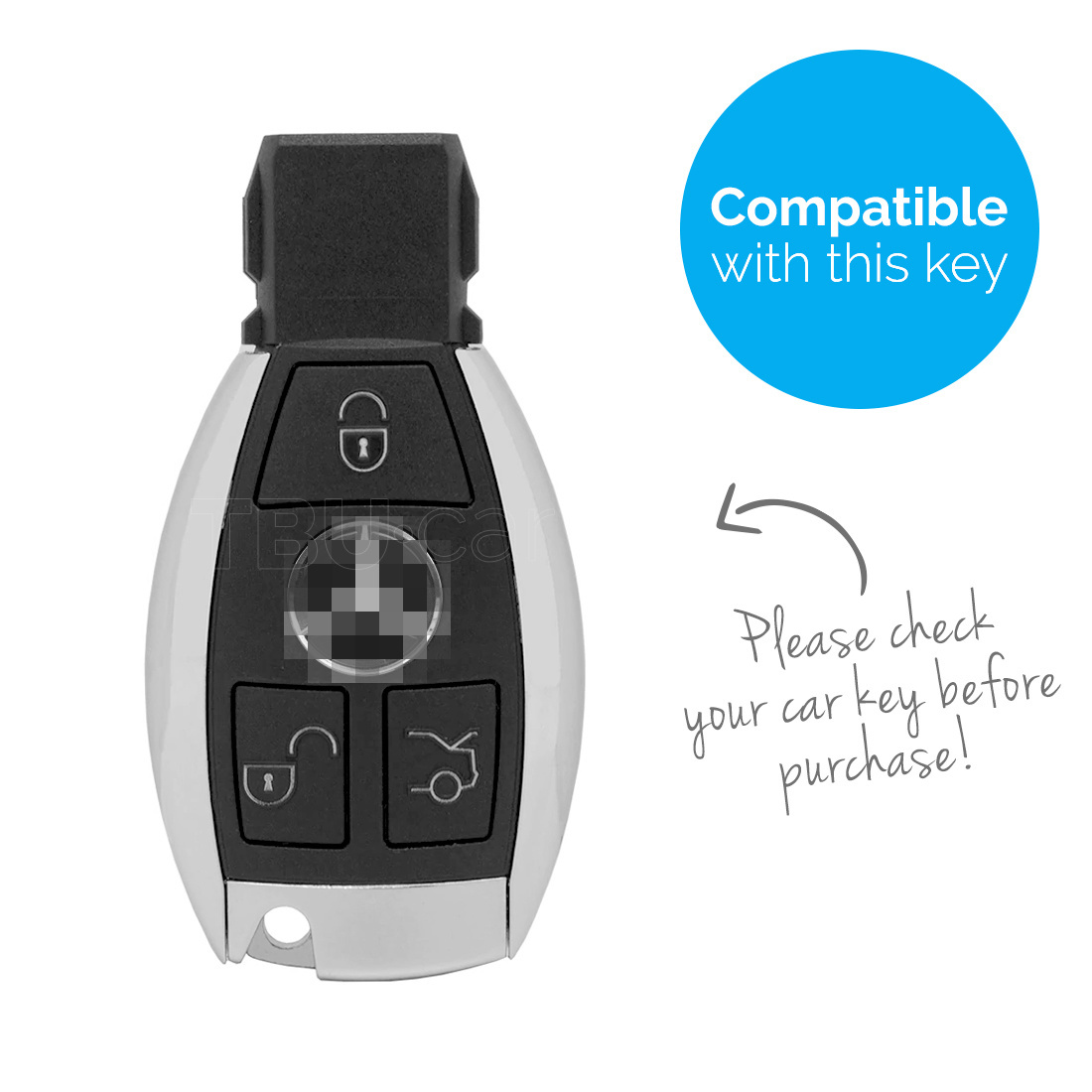 TBU car TBU car Car key cover compatible with Mercedes - Silicone Protective Remote Key Shell - FOB Case Cover - Light Blue