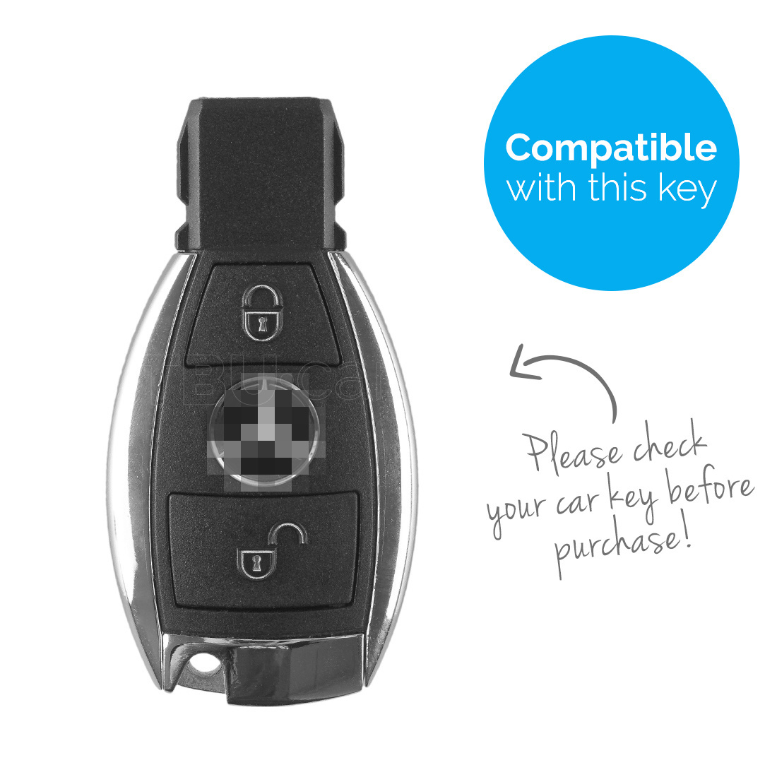 TBU car TBU car Car key cover compatible with Mercedes - Silicone Protective Remote Key Shell - FOB Case Cover - Light Blue