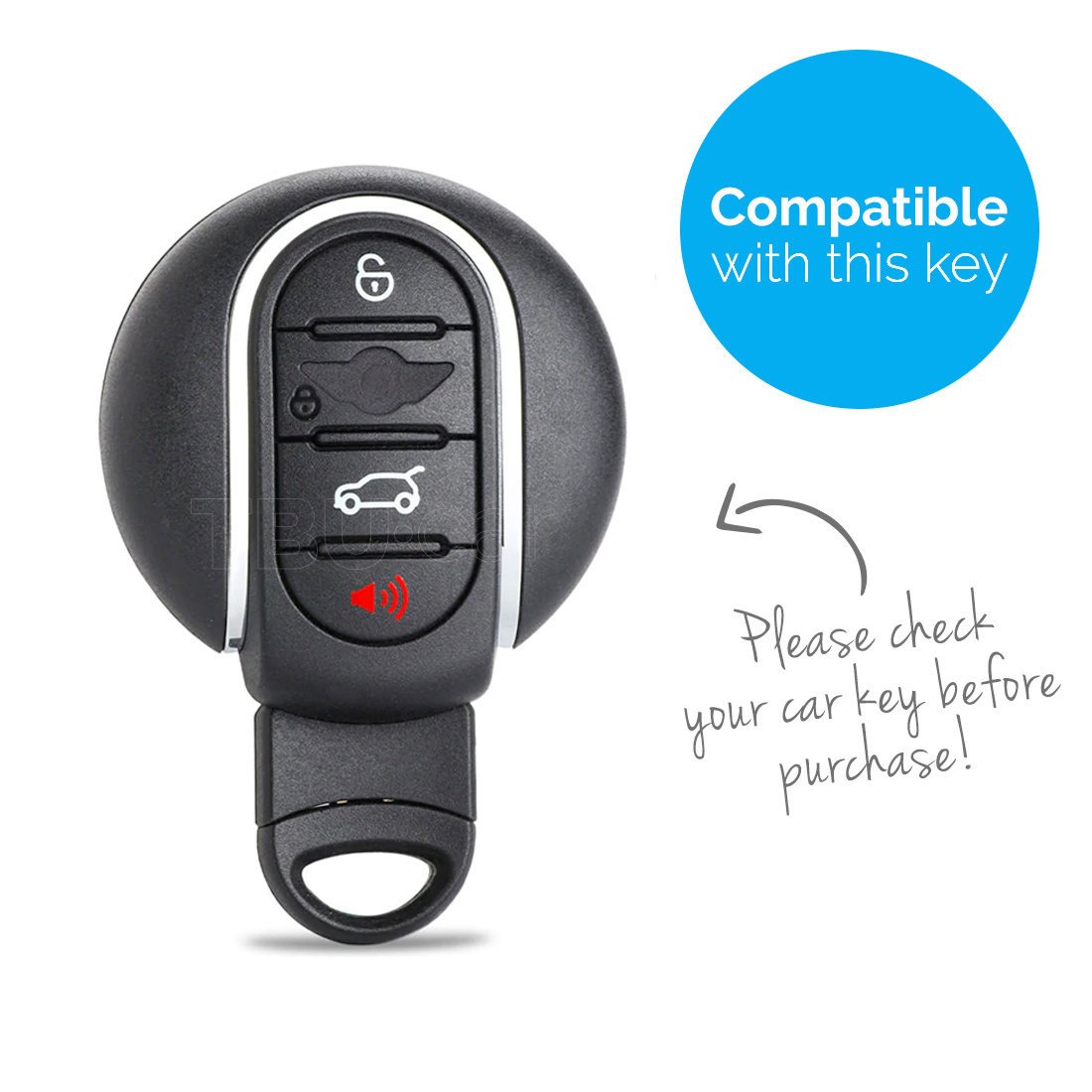 TBU car Autoschlüssel Hülle kompatibel mit Mini 3/4 Tasten (Keyless Entry)  - Schutzhülle aus TPU - Auto Schlüsselhülle Cover in Silber Chrom