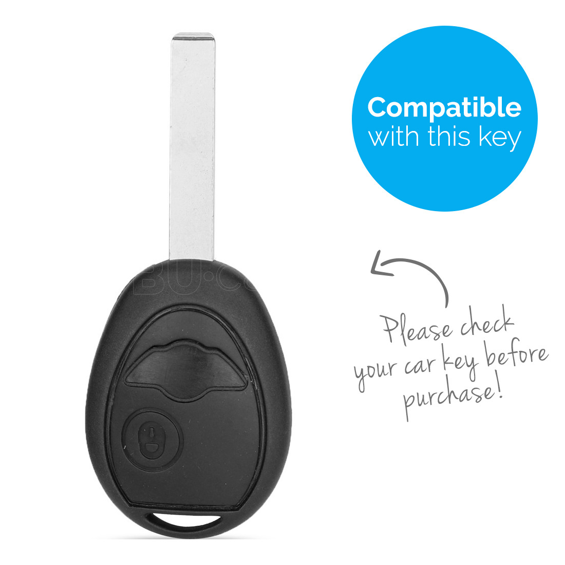 TBU car TBU car Car key cover compatible with Mini - Silicone Protective Remote Key Shell - FOB Case Cover - Black