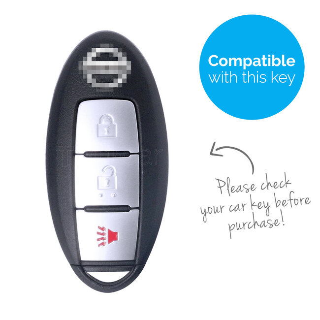 Car key cover compatible with Nissan - TPU Protective Remote Key Shell - FOB Case Cover - Chrome