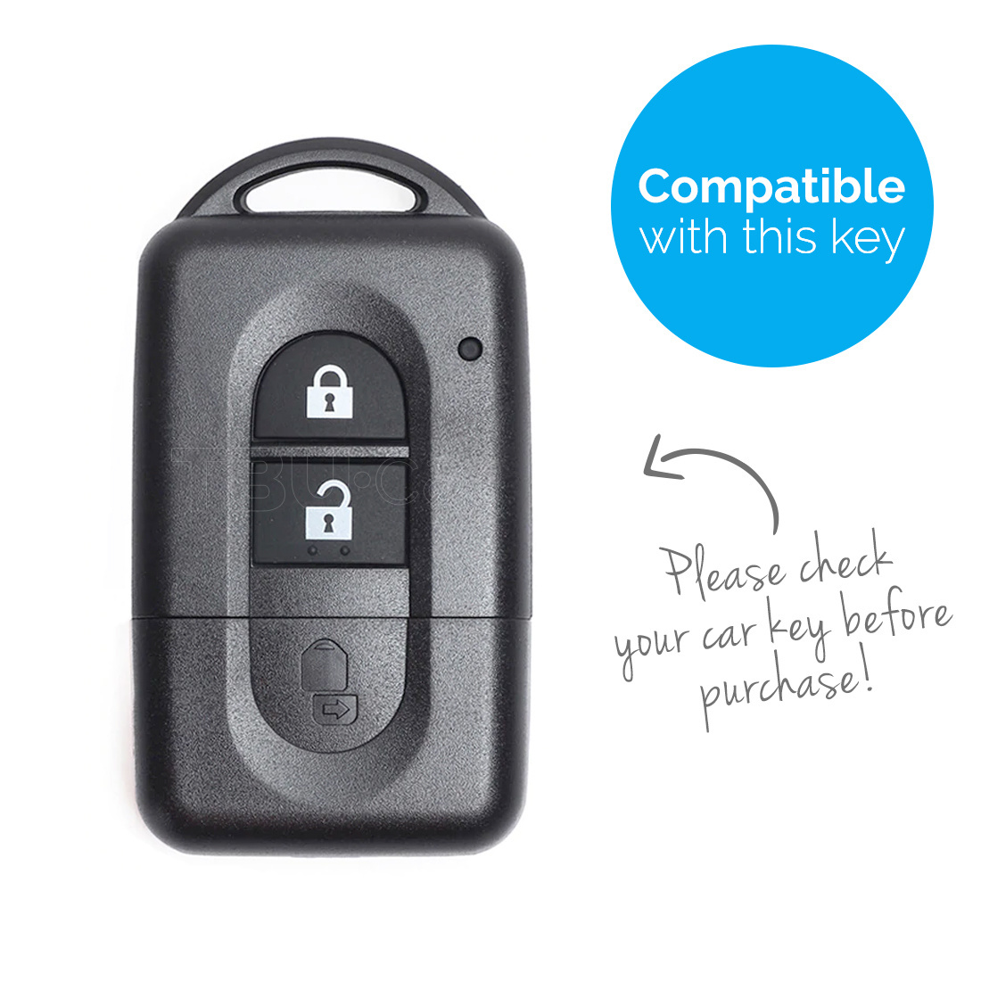 TBU car TBU car Autoschlüssel Hülle kompatibel mit Nissan 2 Tasten (Keyless Entry) - Schutzhülle aus Silikon - Auto Schlüsselhülle Cover in Weiß