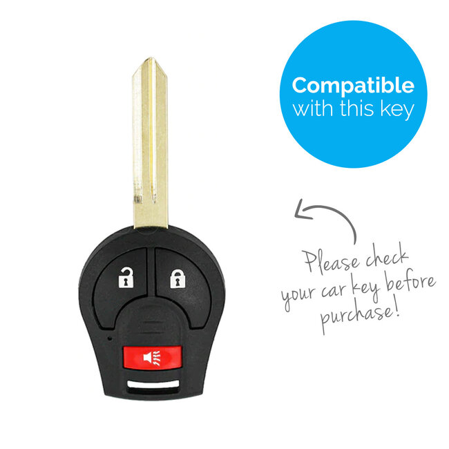 Sleutel cover compatibel met Nissan - Silicone sleutelhoesje - beschermhoesje autosleutel - Zwart