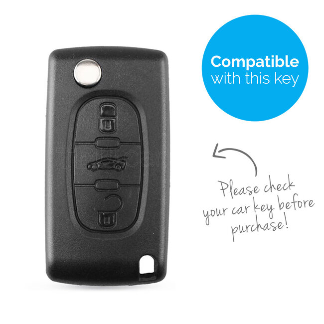 Capa para chave do carro compatível com Peugeot - Capa Protetora de Chave Remota de Silicone - Tampa Remota FOB - Preto