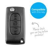 TBU car TBU car Autoschlüssel Hülle kompatibel mit Peugeot 3 Tasten (Licht Taste) - Schutzhülle aus Silikon - Auto Schlüsselhülle Cover in Carbon