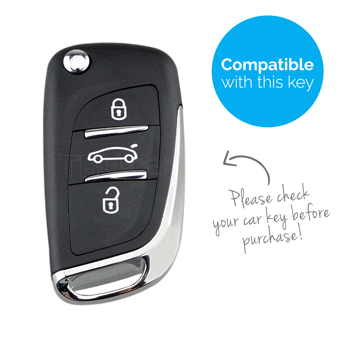 TBU car TBU car Sleutel cover compatibel met Peugeot - Silicone sleutelhoesje - beschermhoesje autosleutel - Fluor Roze