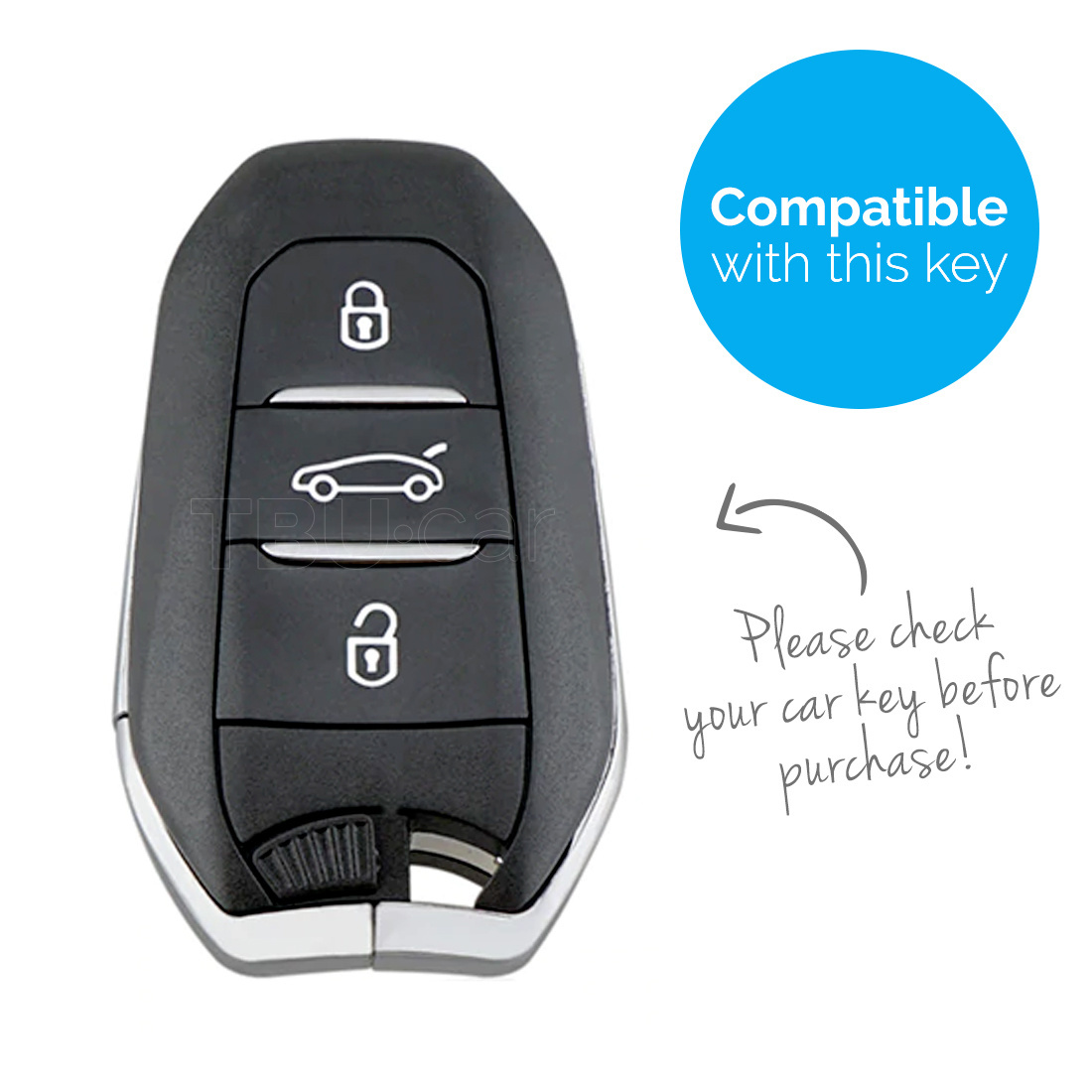 TBU car TBU car Autoschlüssel Hülle kompatibel mit Peugeot 3 Tasten (Keyless Entry) - Schutzhülle aus Silikon - Auto Schlüsselhülle Cover in Blau