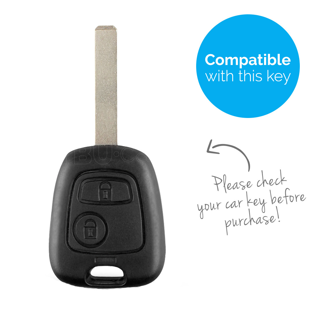 TBU car TBU car Autoschlüssel Hülle kompatibel mit Peugeot 2 Tasten - Schutzhülle aus Silikon - Auto Schlüsselhülle Cover in Schwarz