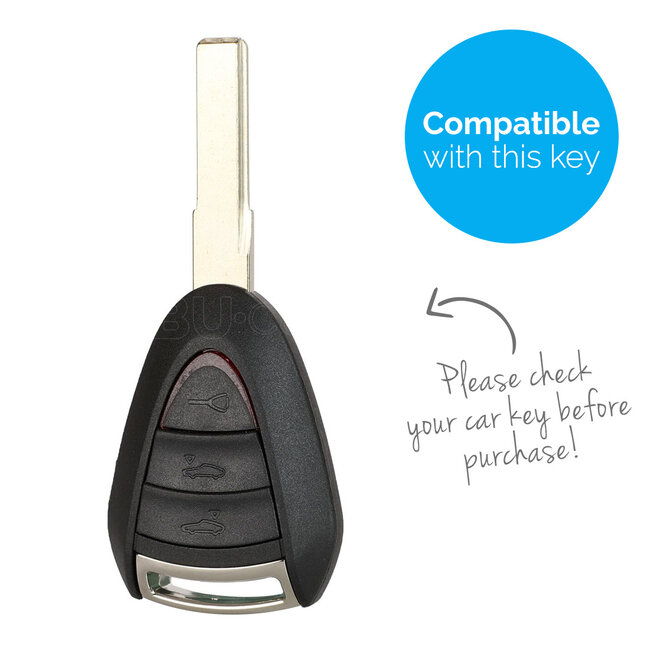 Capa para chave do carro compatível com Porsche - Capa Protetora de Chave Remota de Silicone - Tampa Remota FOB - Preto