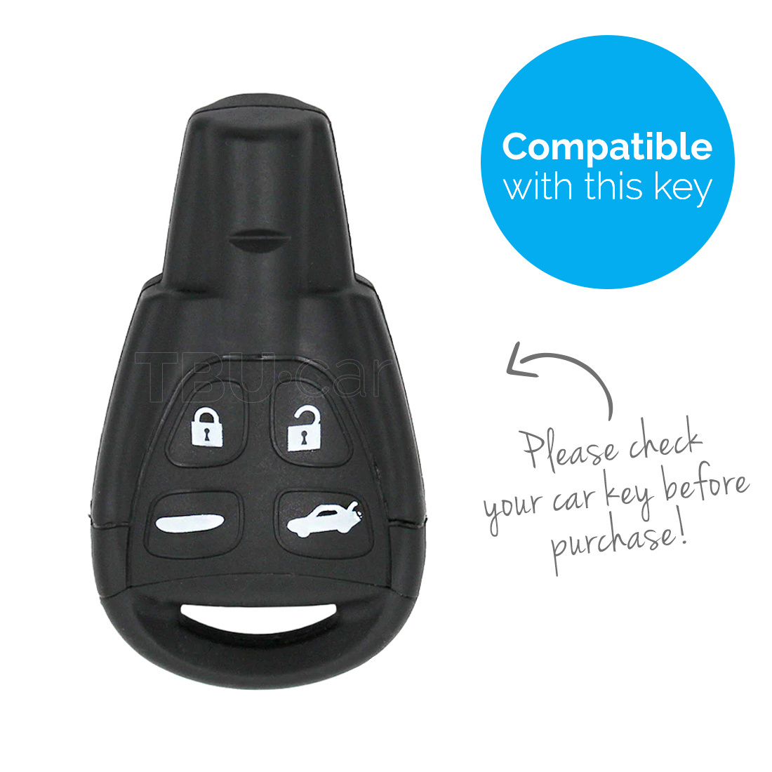 TBU car TBU car Car key cover compatible with Saab - Silicone Protective Remote Key Shell - FOB Case Cover - Glow in the Dark