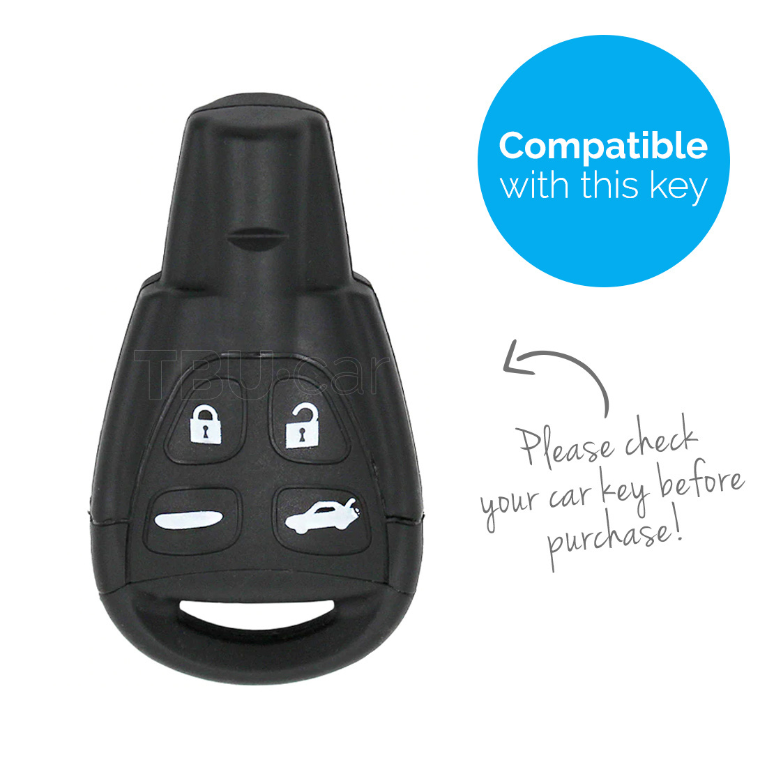 TBU car TBU car Car key cover compatible with Saab - Silicone Protective Remote Key Shell - FOB Case Cover - Black