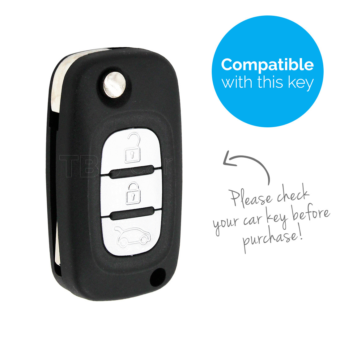 TBU car TBU car Car key cover compatible with Smart - Silicone Protective Remote Key Shell - FOB Case Cover - Black