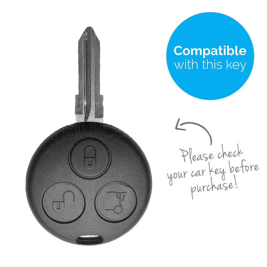 TBU car TBU car Sleutel cover compatibel met Smart - Silicone sleutelhoesje - beschermhoesje autosleutel - Paars