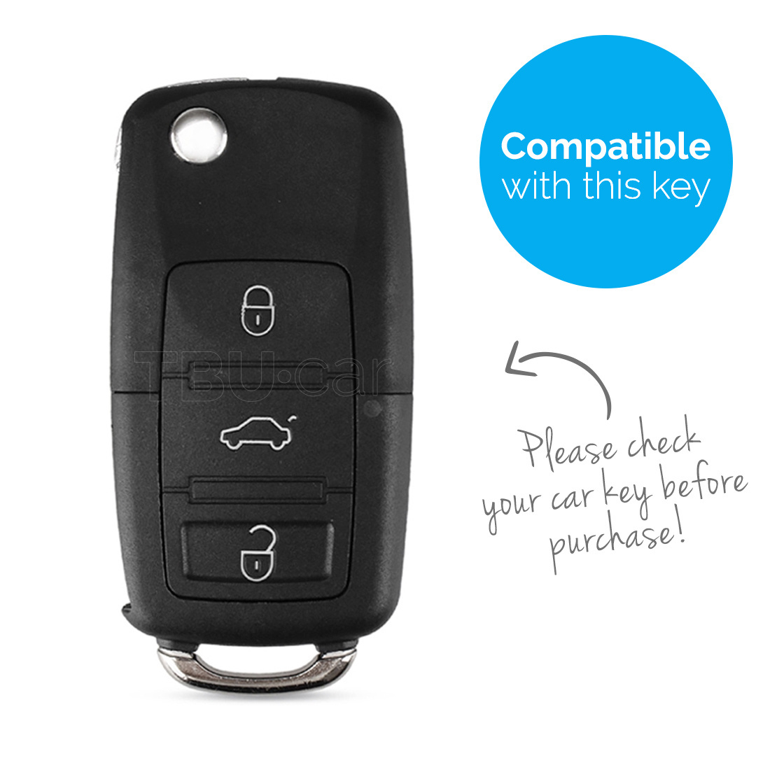 TBU car TBU car Car key cover compatible with VW - Silicone Protective Remote Key Shell - FOB Case Cover - Glow in the Dark
