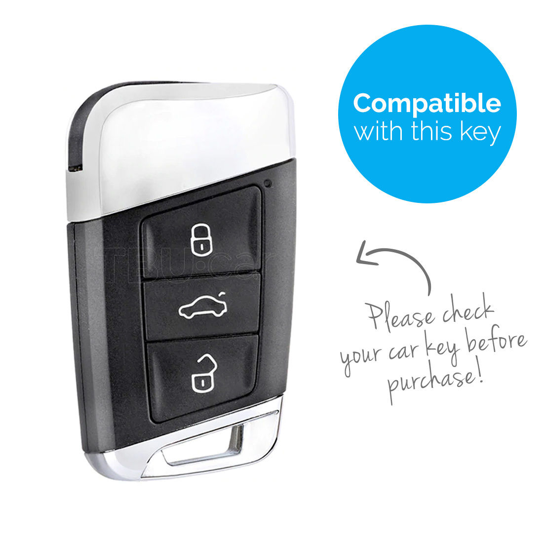 TBU car TBU car Autoschlüssel Hülle kompatibel mit VW 3 Tasten (Keyless Entry) - Schutzhülle aus Silikon - Auto Schlüsselhülle Cover in Rosa
