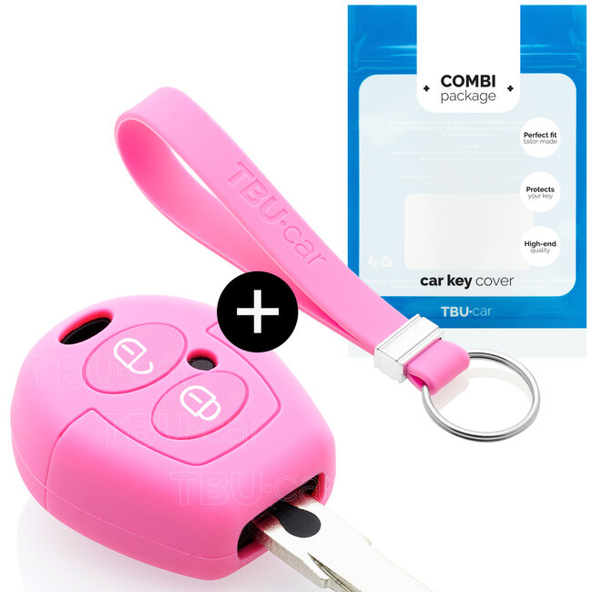 Autoschlüssel Hülle kompatibel mit VW 2 Tasten - Schutzhülle aus Silikon - Auto Schlüsselhülle Cover in Rosa
