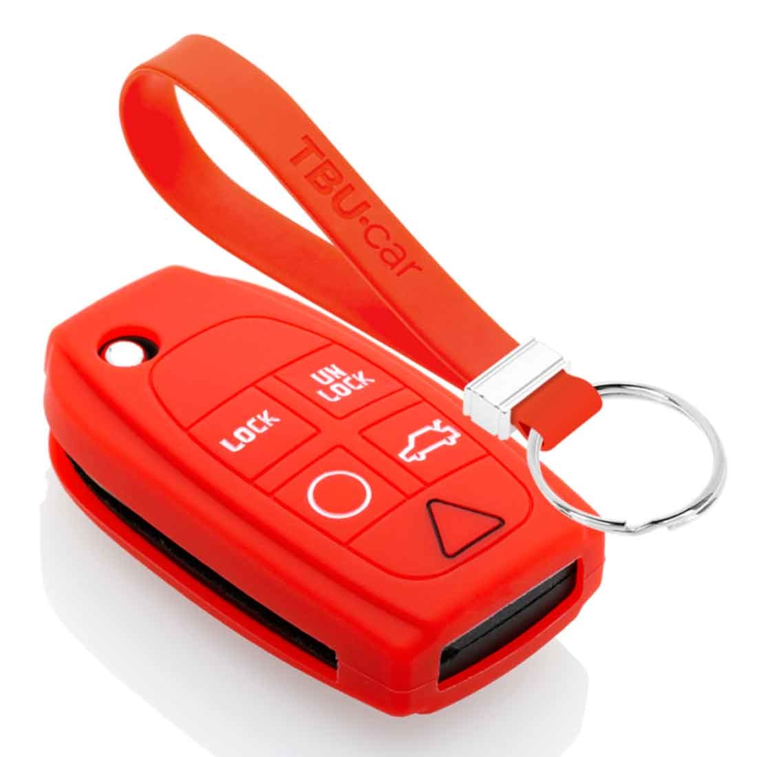 TBU car TBU car Autoschlüssel Hülle kompatibel mit Volvo 5 Tasten - Schutzhülle aus Silikon - Auto Schlüsselhülle Cover in Rot