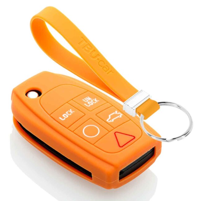 Capa para chave do carro compatível com Volvo - Capa Protetora de Chave Remota de Silicone - Tampa Remota FOB - Laranja